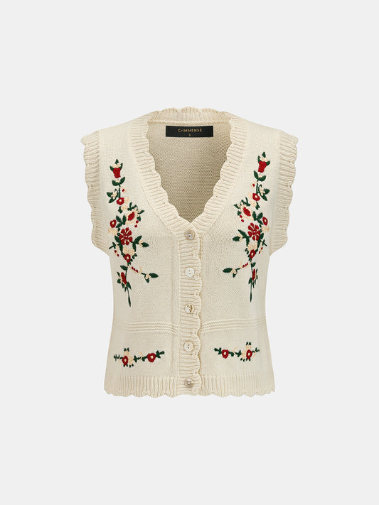 Cris Chaleco Punto Floral