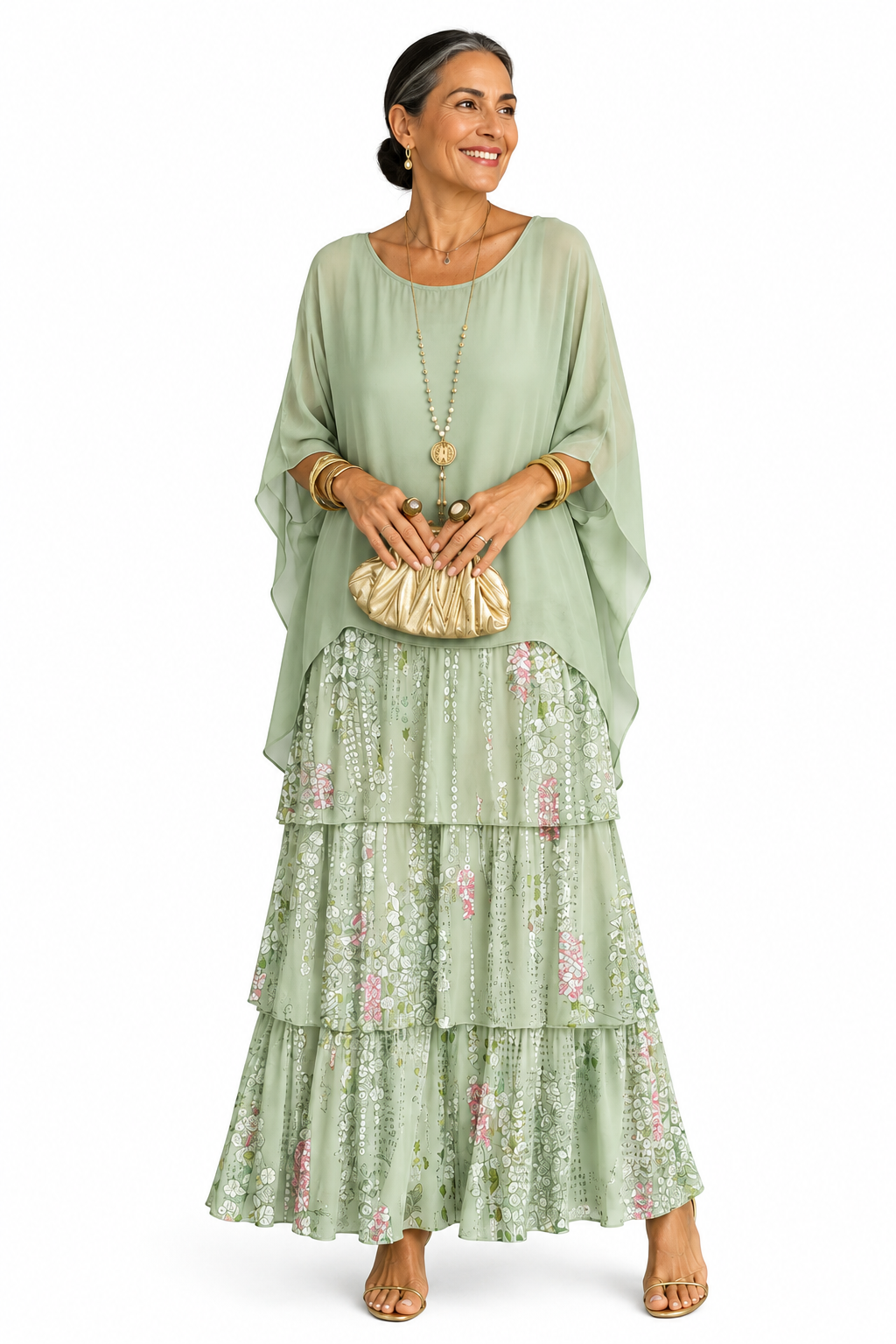 Covadonga | Conjunto Blusa Capa y Falda de Volantes