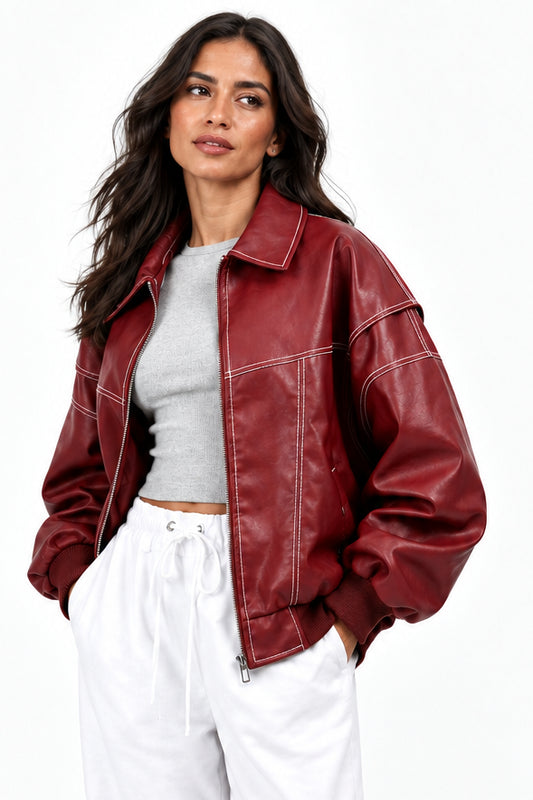 Alay | Chaqueta Bomber Roja Oversize