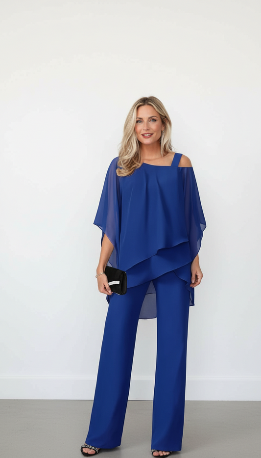 Vero | Conjunto de Mujer Top con Hombros Descubiertos y Pantalón Ancho
