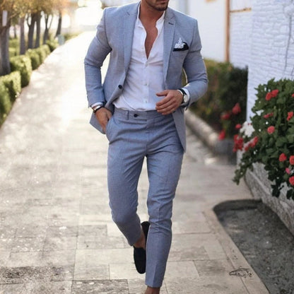 Mario | Traje de Lino de Dos Piezas Slim Fit Hombre Solapa Clásica