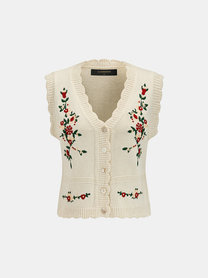 Cris Chaleco Punto Floral