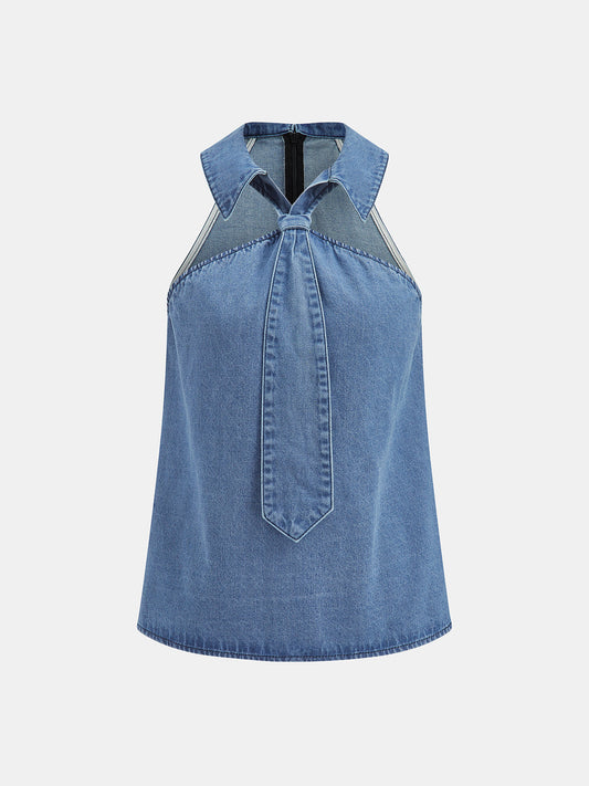 Elba Top Denim Corbata