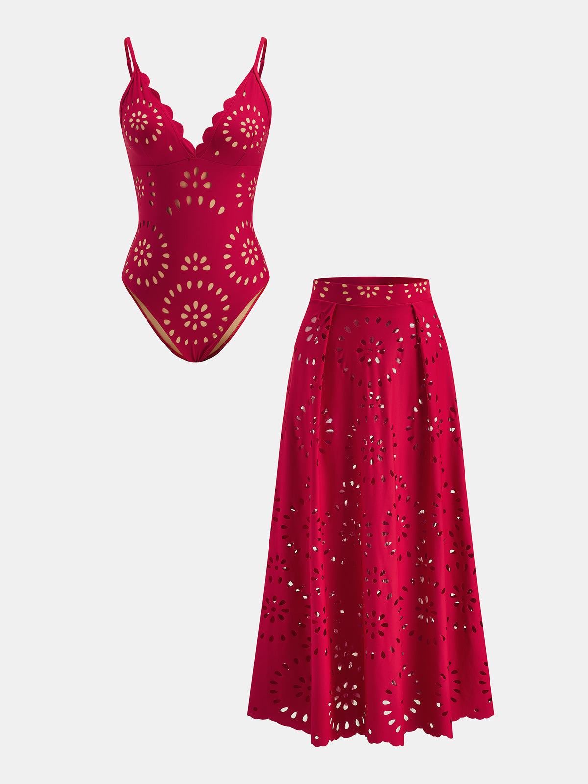 Conjunto Falda + Bañador Rojo