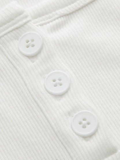 Henley Casual Ribbed Short Sleeve Top