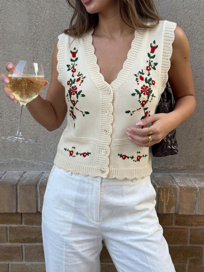 Cris Chaleco Punto Floral