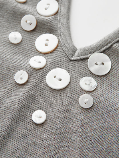 Button Embellished Halter Neck Fitted Tank Top