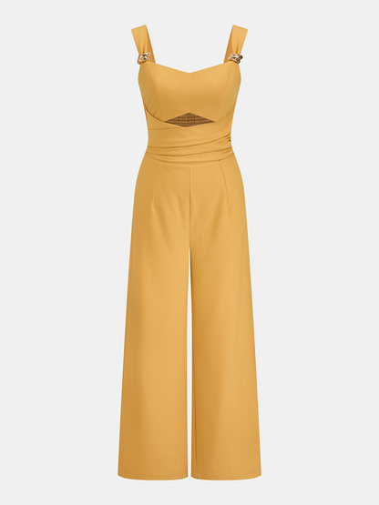Cutout Bow Back Wide Leg Jumpsuit