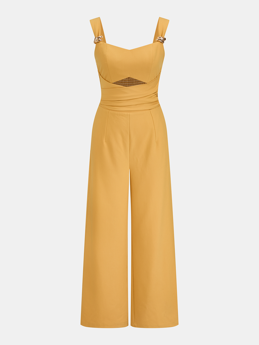 Cutout Bow Back Wide Leg Jumpsuit