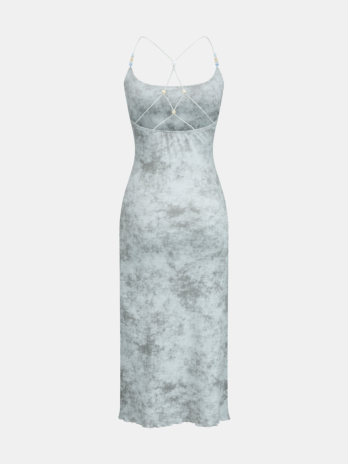 Beaded Strap Tie Dye Bodycon Midi Dress
