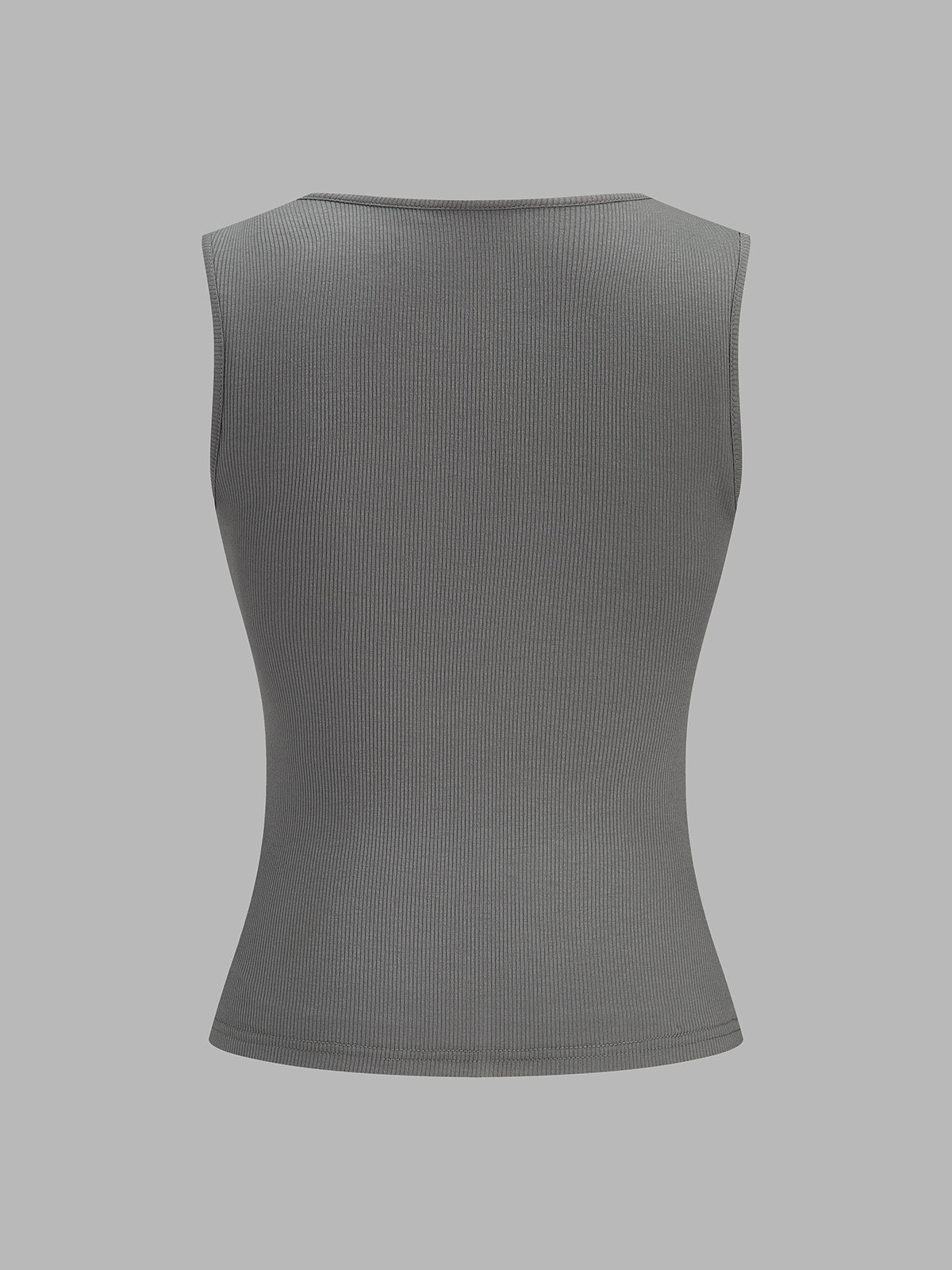 Front Zip Ribbed Slim Fit Sleeveless Tank Top