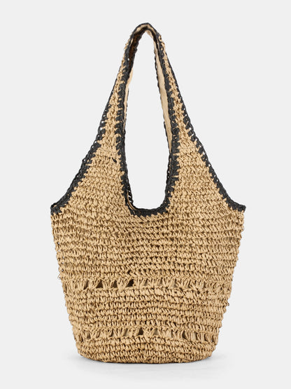 Woven Straw Crochet Shoulder Tote