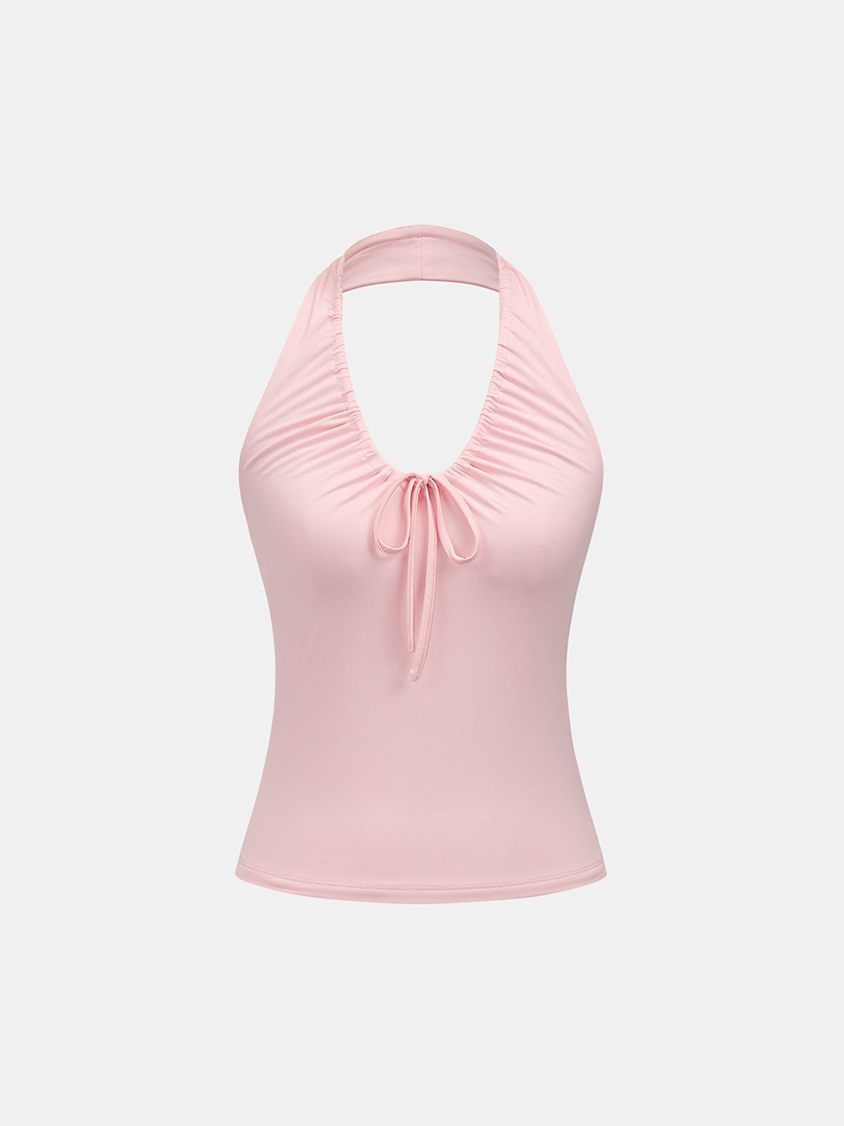 Drawstring Ruched Halter Tank Top