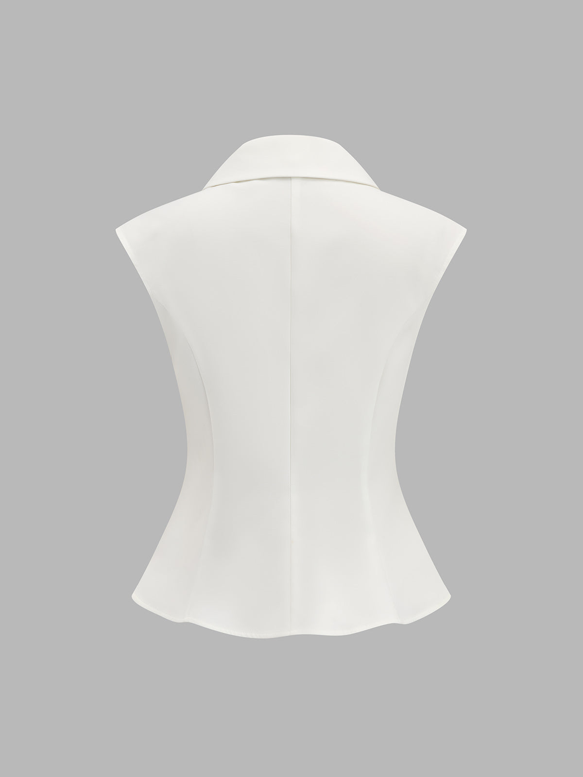 Collared Metal Button Sleeveless Blouse