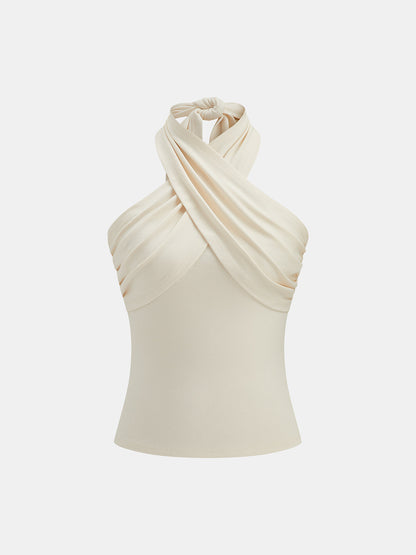 Cross Tie Halter Slim Top