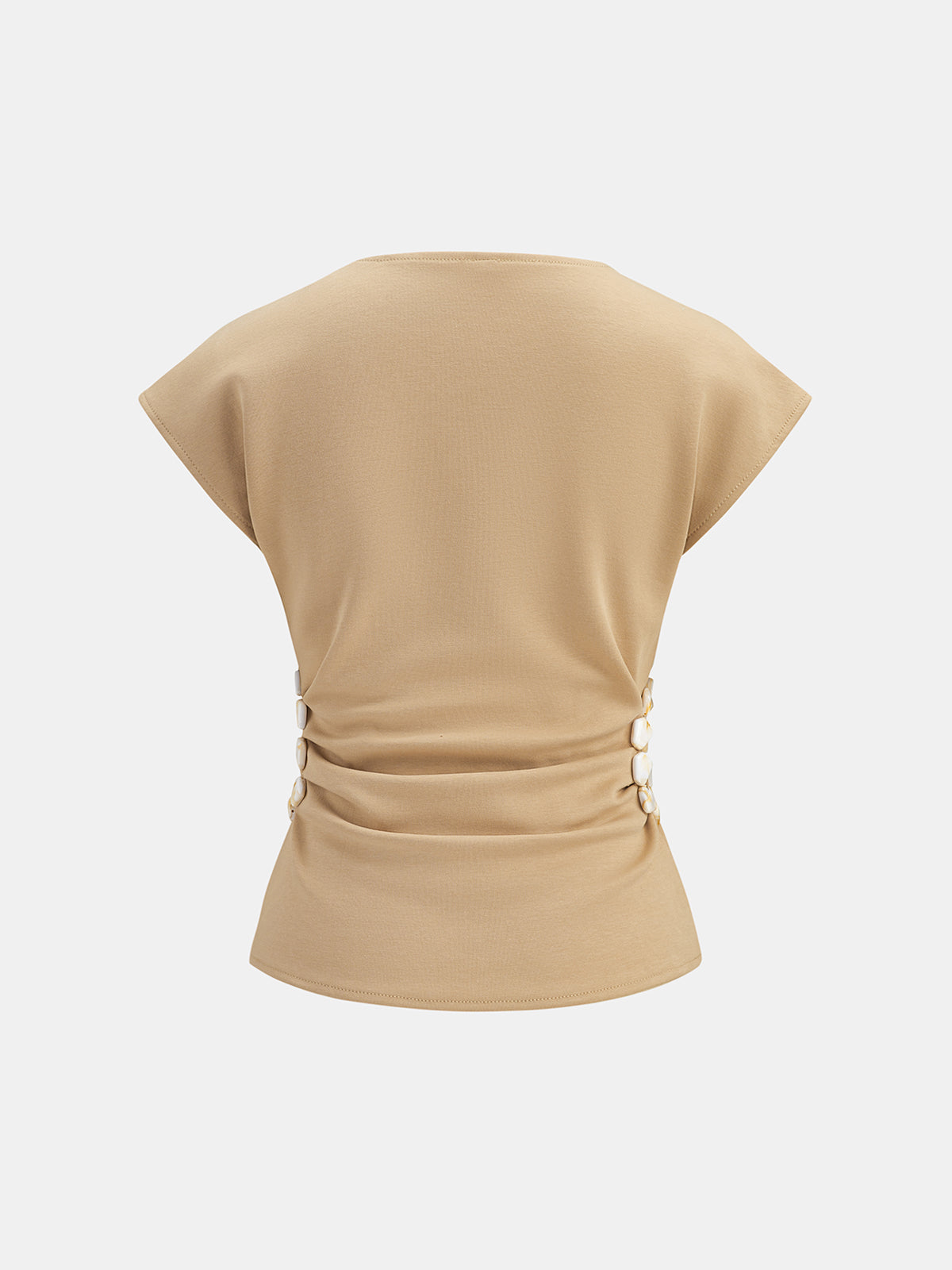 Beaded Cutout Ruched Sleeveless Top