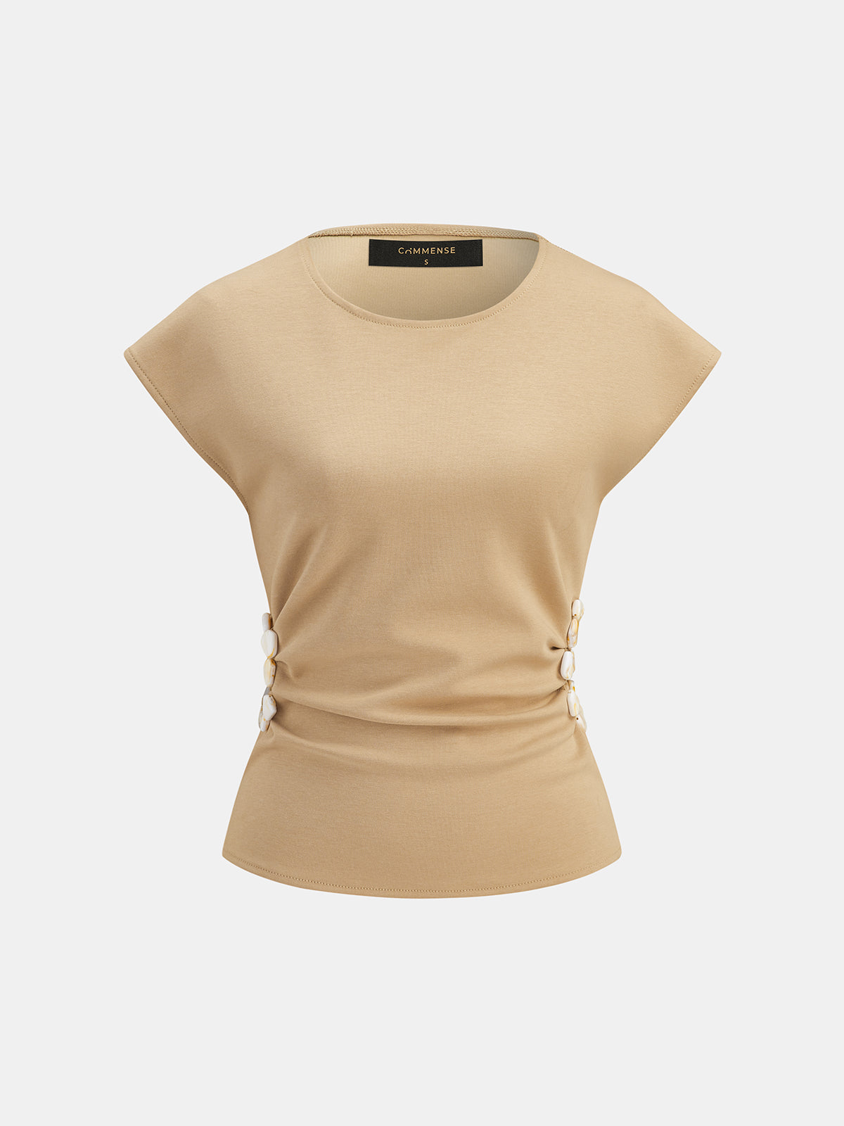 Beaded Cutout Ruched Sleeveless Top