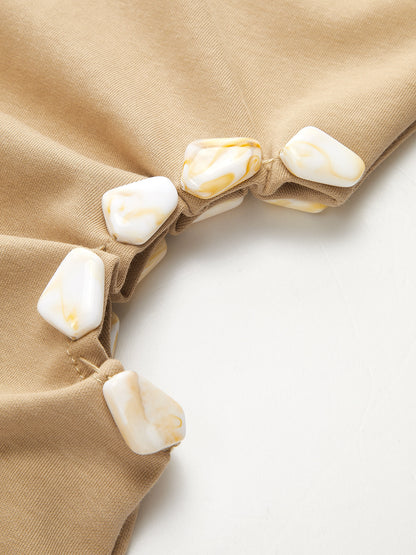 Beaded Cutout Ruched Sleeveless Top