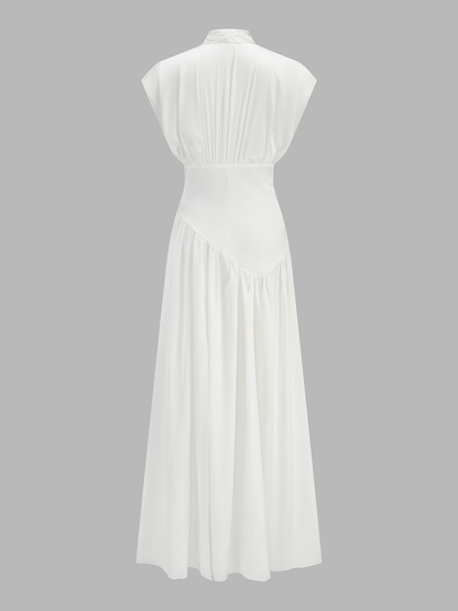 Deep V High Slit Satin Maxi Dress