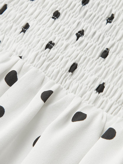 Bow Strap Polka Dot Midi Slip Dress