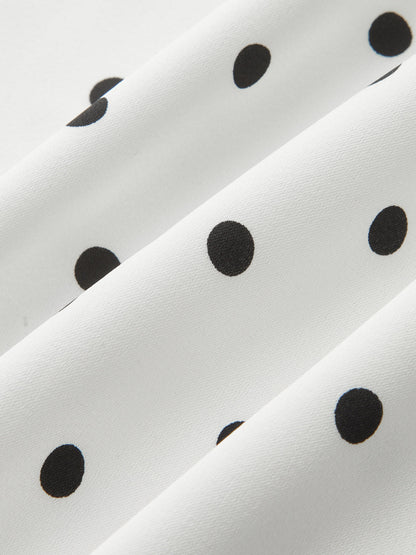 Bow Strap Polka Dot Midi Slip Dress