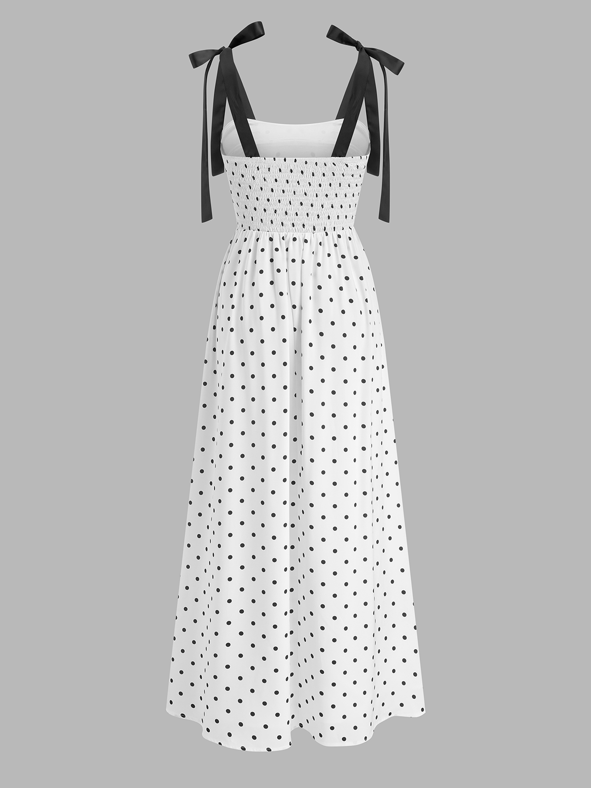Bow Strap Polka Dot Midi Slip Dress
