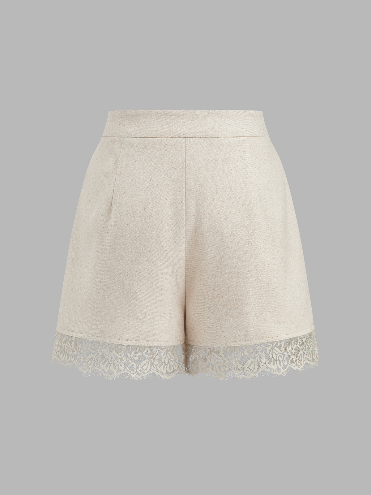 Cotton Linen Lace Hem Blazer & Shorts Set