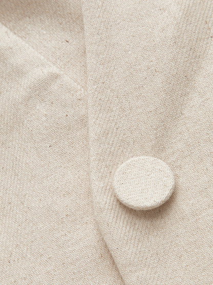 Cotton Linen Lace Hem Blazer & Shorts Set