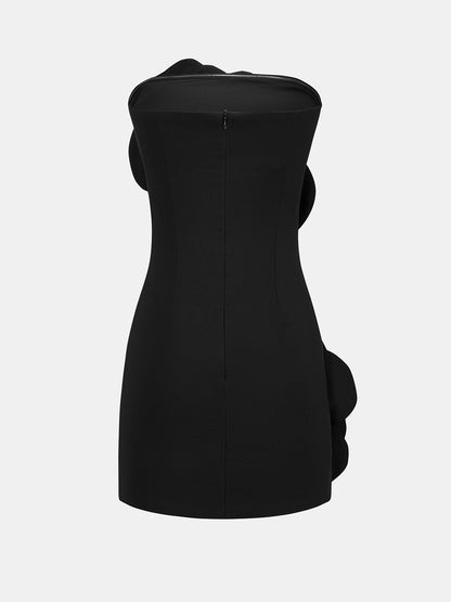 Strapless 3D Floral Mini Dress