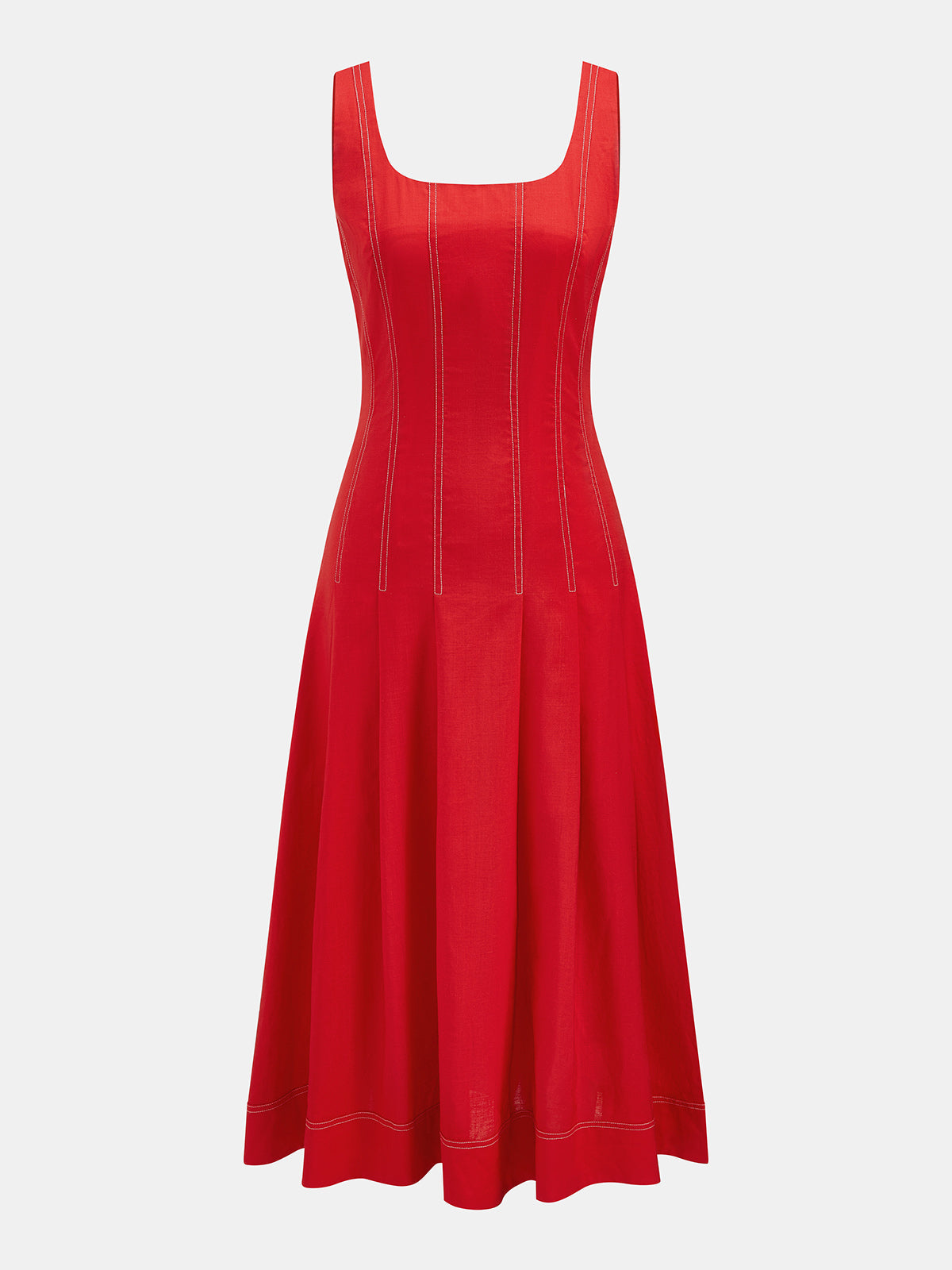 Square Neck Stitched Swing Maxi Dress