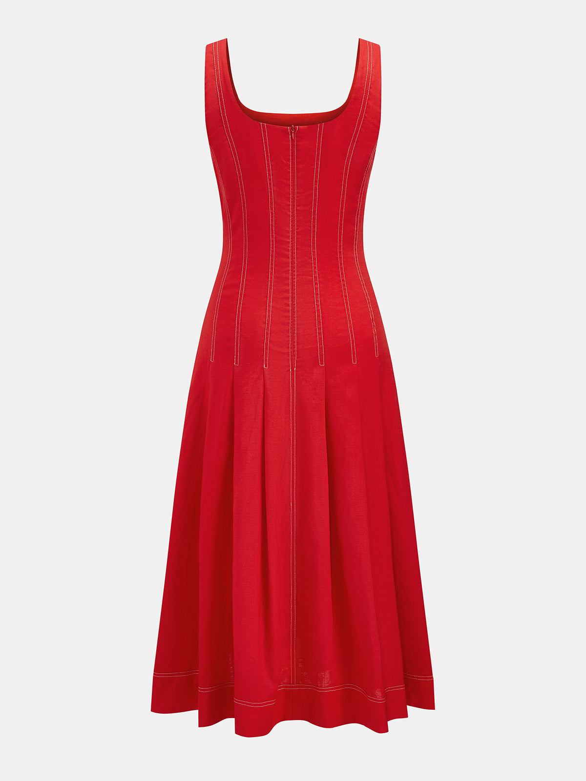 Square Neck Stitched Swing Maxi Dress