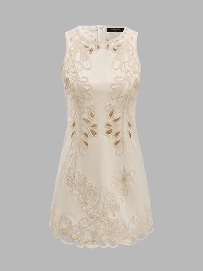 Embroidered Cutout Sleeveless Mini Dress