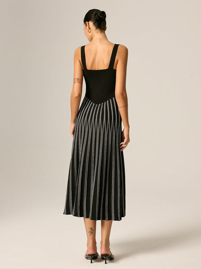 Slim Fit Striped Knit Maxi Dress