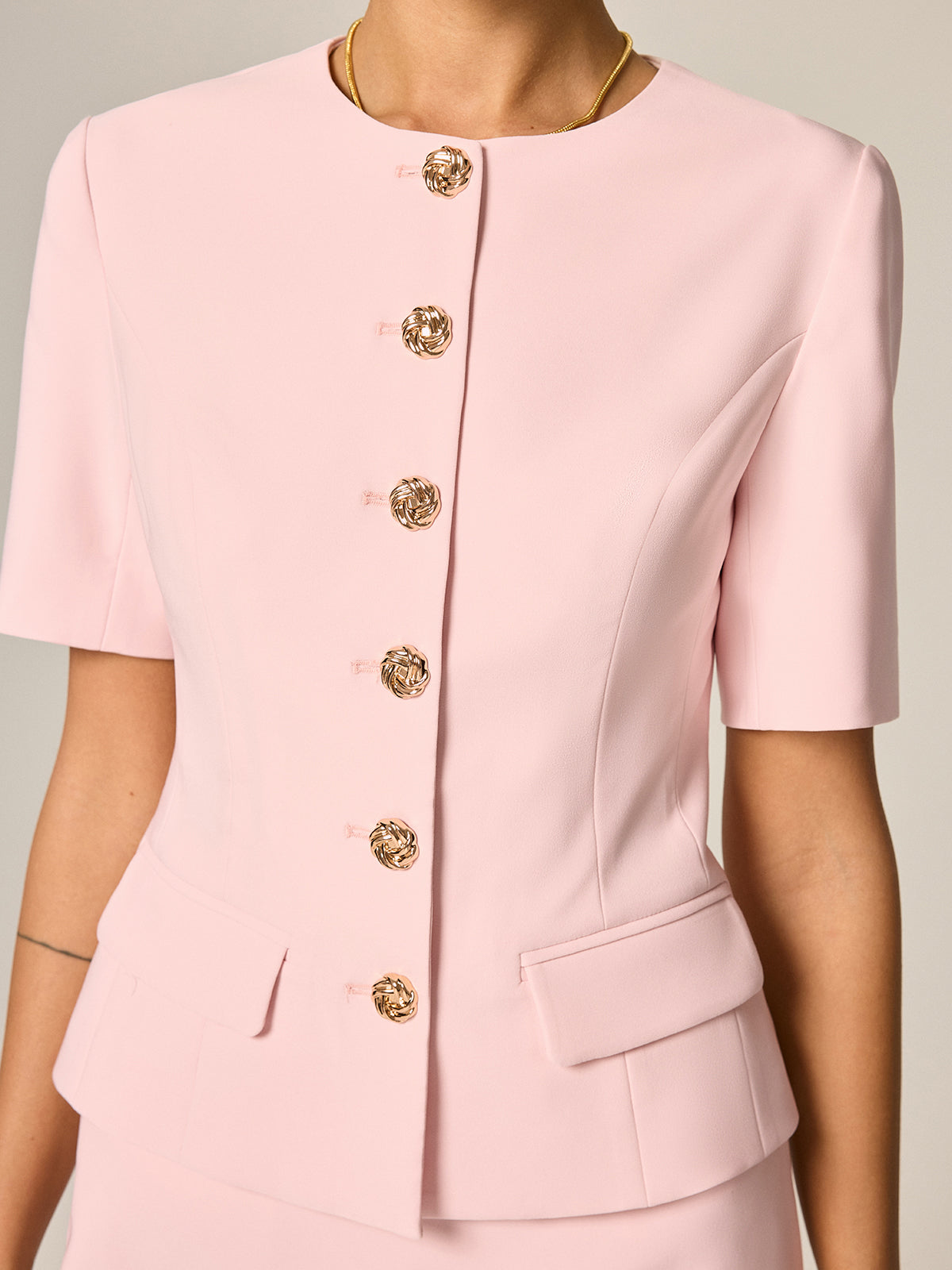 Short Sleeve Fitted Blazer & Mini Skirt Set