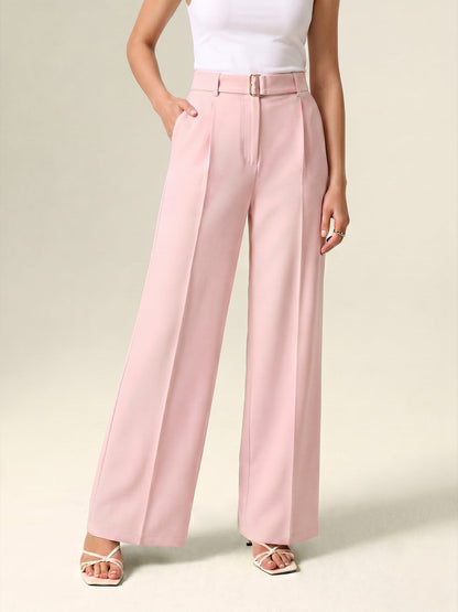 Belted High Waist Wide Leg Pants