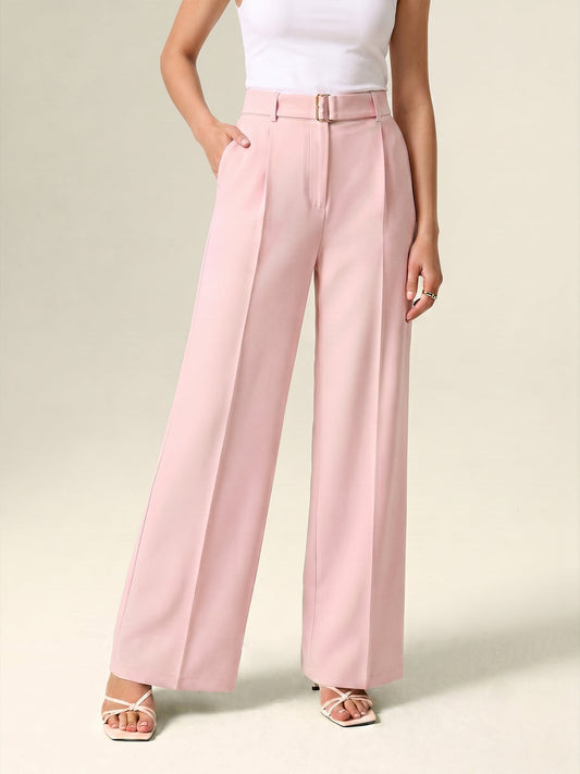 Belted High Waist Wide Leg Pants