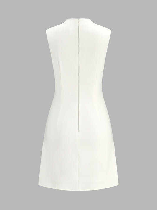 Metal Detail Pleated Mini Dress