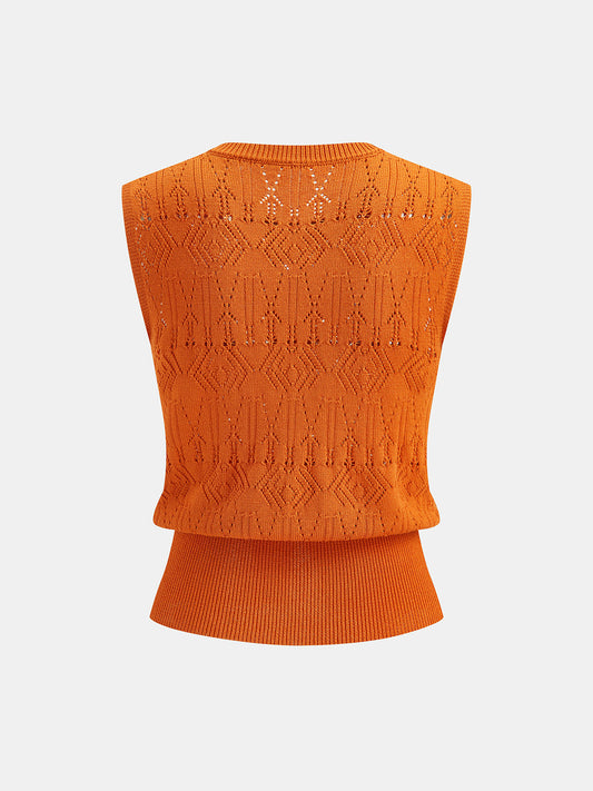 Hollow Knit Fitted Waist Vest
