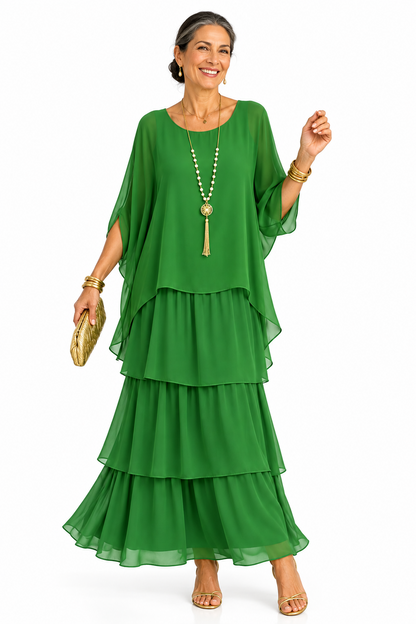 Covadonga | Conjunto Blusa Capa y Falda de Volantes