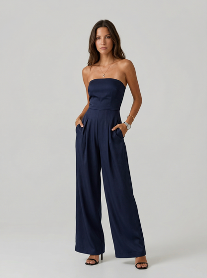 Aini | Vestido sin tirantes de pierna ancha