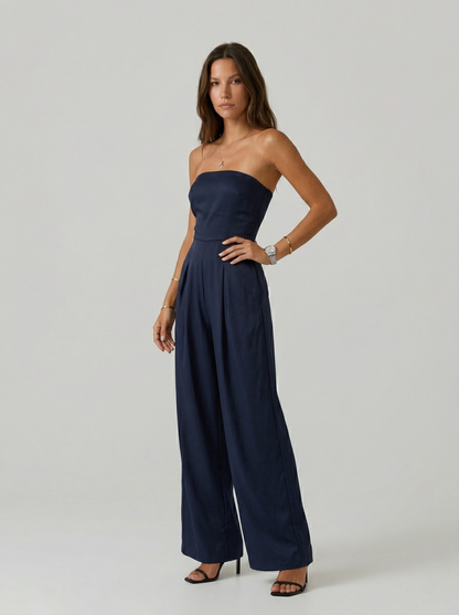 Aini | Vestido sin tirantes de pierna ancha