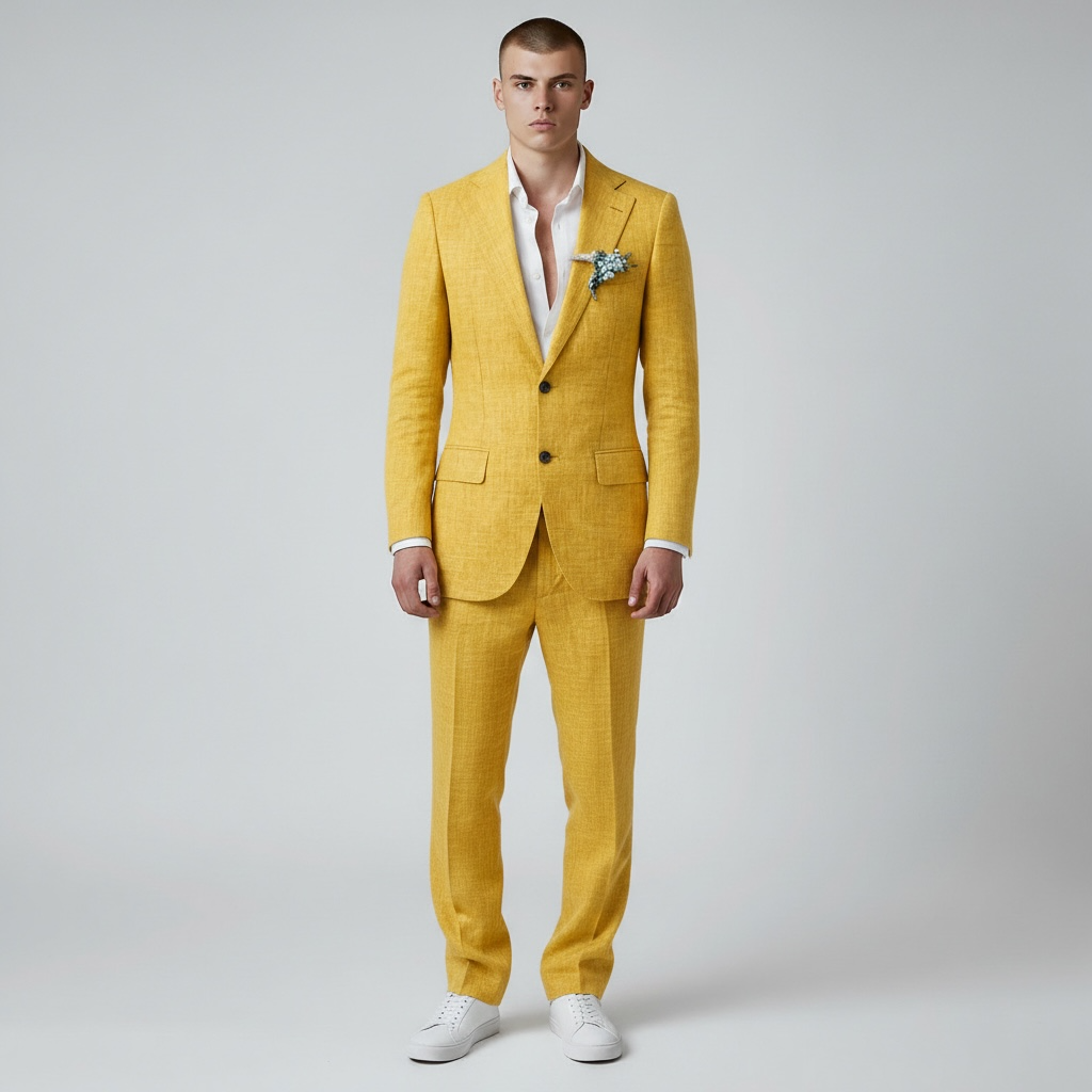 Javier | Traje de Lino con Solapa Clásica