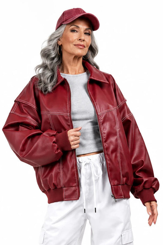Alay | Chaqueta Bomber Roja Oversize