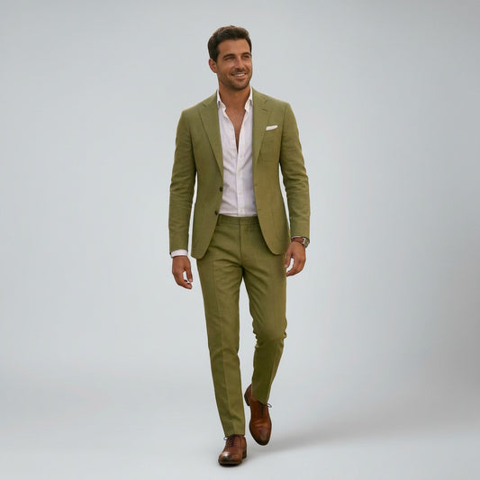 David | Traje de Lino Hombre Corte Entallado Boda