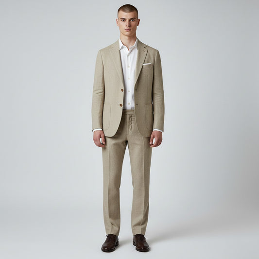David | Traje de Lino Hombre Corte Entallado Boda