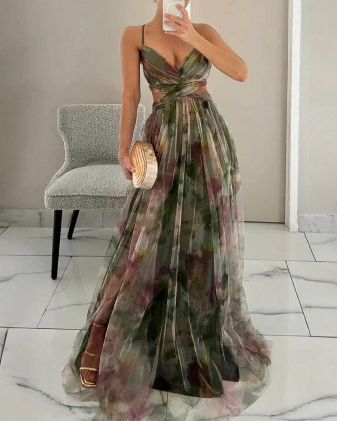 Gisela | Vestido largo con estampado floral