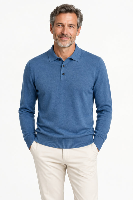 Marcos | Polo de Lana Merino de Manga Larga Hombre Punto Fino