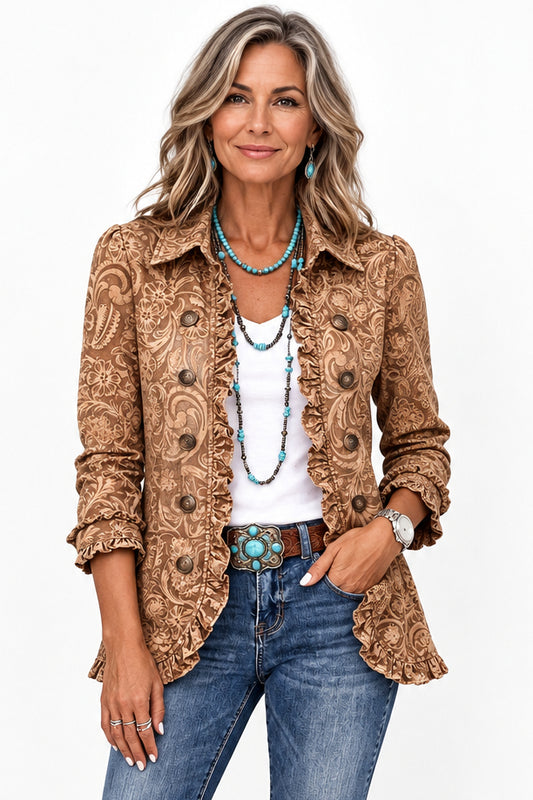 Concepción | Chaqueta Floral Vintage con Volantes