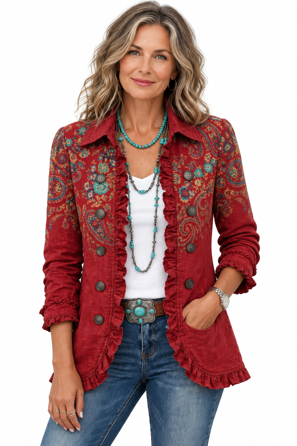 Inmaculada | Chaqueta Cachemira con Volantes