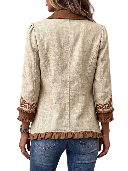 Almudena | Chaqueta Floral Bordada con Volantes
